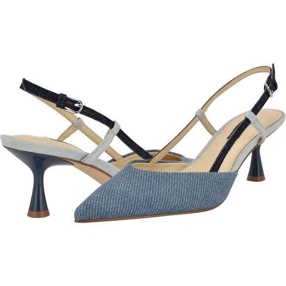 Nine West Womens Blue Denim Pointed Closed Toe Ankle Buckle Rhonda Pumps - Picture 6 of 6